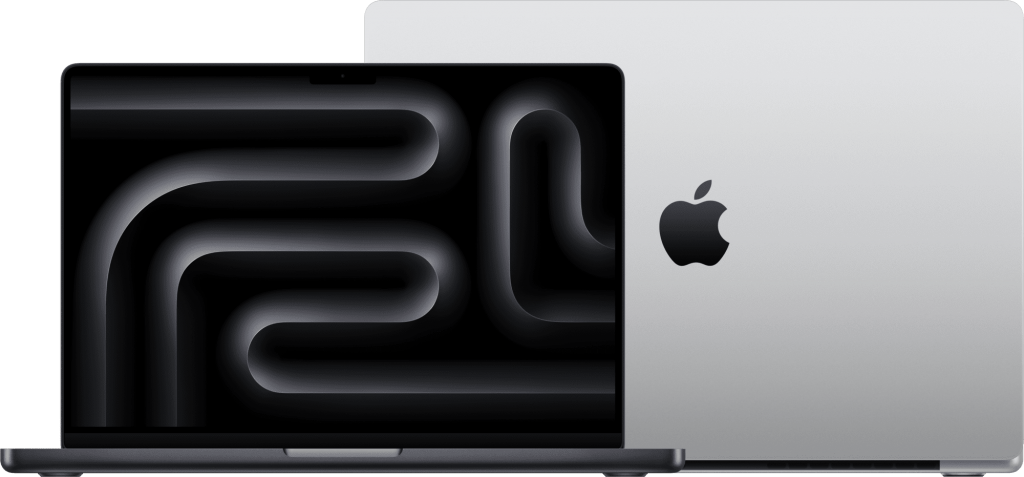 MacBook_Pro_14-in_M4_Pro_Space_Black_Pure_Front_MacBook_Pro_16-in_M4_Pro_Silver_Pure_Back_2-up__Screen__USEN-2-2000x931